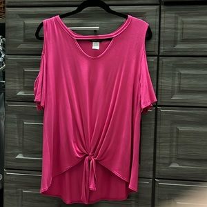 NWOT hot pink cold shoulder top.